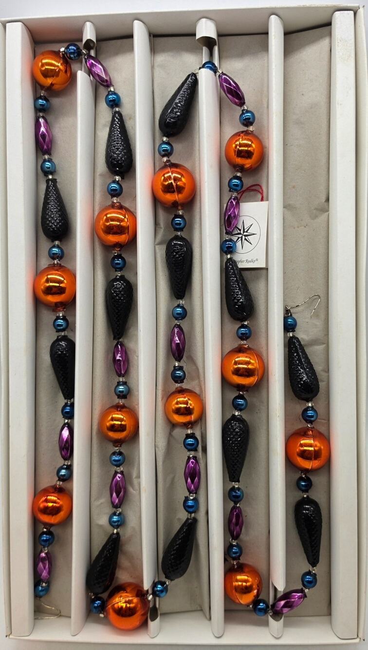 CHRISTOPHER RADKO JET ELEGANCE GARLAND 72" PURPLE BLACK ORANGE BLUE 96-154-0